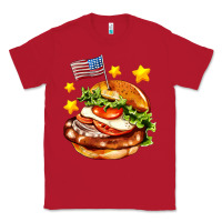 Red american flag and hamburger Classic Tee - AdoDesignShop