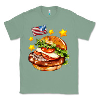 Sage american flag and hamburger Classic Tee - AdoDesignShop