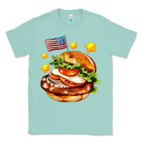 Seafoam american flag and hamburger Classic Tee - AdoDesignShop