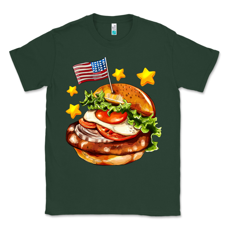 American Flag And Hamburger Classic Tee by AdoDesignShop | Teevron
