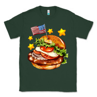 Sports Green american flag and hamburger Classic Tee - AdoDesignShop