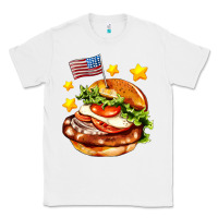 White american flag and hamburger Classic Tee - AdoDesignShop