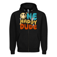Black one happy dude Zipper Hoodie - MaliasSmallBusiness