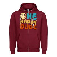 Burgundy one happy dude Zipper Hoodie - MaliasSmallBusiness