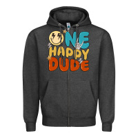 Charcoal Heather one happy dude Zipper Hoodie - MaliasSmallBusiness