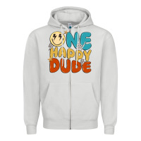 Dove Grey one happy dude Zipper Hoodie - MaliasSmallBusiness