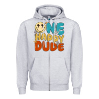 Heather Grey one happy dude Zipper Hoodie - MaliasSmallBusiness