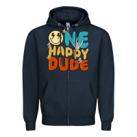 Navy one happy dude Zipper Hoodie - MaliasSmallBusiness