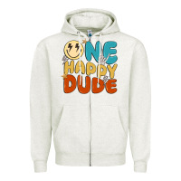 Oatmeal Heather one happy dude Zipper Hoodie - MaliasSmallBusiness