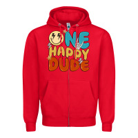 Red one happy dude Zipper Hoodie - MaliasSmallBusiness