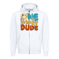 White one happy dude Zipper Hoodie - MaliasSmallBusiness