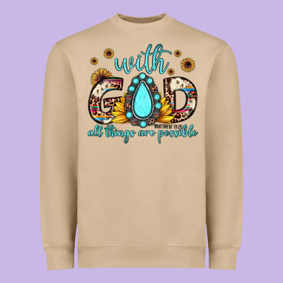 With God All Things Are Possible Matthew 19 26 Heavyweight Sweatshirt Designed By Jahusdesignshop