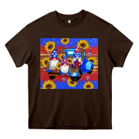 Chocolate Brown American flag gnomes truck sunflowers star leopard glitter Heavy Core Tee - Artiststas