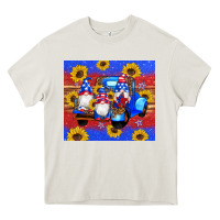 Cream American flag gnomes truck sunflowers star leopard glitter Heavy Core Tee - Artiststas