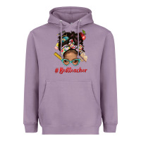 Lavender Afro Messy Bun Best Teacher With Leopard Glasses Bbs Heavyweight Hoodie - BundleAndBundleShop
