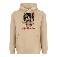 Mushroom Afro Messy Bun Best Teacher With Leopard Glasses Bbs Heavyweight Hoodie - BundleAndBundleShop
