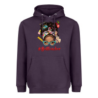 Plum Afro Messy Bun Best Teacher With Leopard Glasses Bbs Heavyweight Hoodie - BundleAndBundleShop