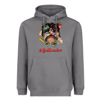 Storm Afro Messy Bun Best Teacher With Leopard Glasses Bbs Heavyweight Hoodie - BundleAndBundleShop