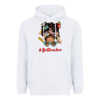 White Afro Messy Bun Best Teacher With Leopard Glasses Bbs Heavyweight Hoodie - BundleAndBundleShop