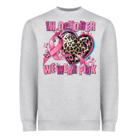 Heather Grey western leopard  in october we wear pink heart Heavyweight Sweatshirt - AdoDesignShop