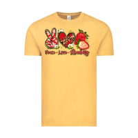 Vintage Mustard peace love strawberry Vintage Tee - Artiststas