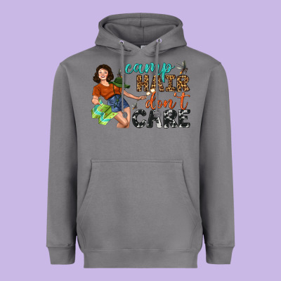 Camp Hair Don't Care Heavyweight Hoodie Designed By Bundleandbundleshop