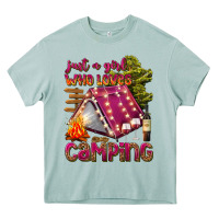 Just A Girl Who Loves Camping Heavy Core Tee | Teevron