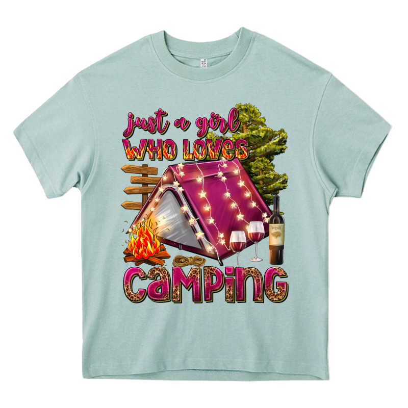 Just A Girl Who Loves Camping Heavy Core Tee by texasbilliewilder | Teevron
