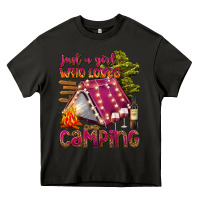 Asphalt just a girl who loves camping Heavy Core Tee - texasbilliewilder