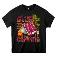Black just a girl who loves camping Heavy Core Tee - texasbilliewilder