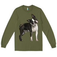 Army Green Boston Terrier Long Sleeve Tee - LillyAllenDesigns