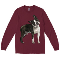 Burgundy Boston Terrier Long Sleeve Tee - LillyAllenDesigns