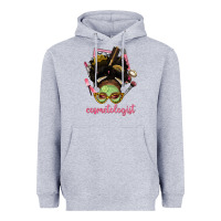 Heather Grey Afro Messy Bun Cosmetologist Heavyweight Hoodie - BundleAndBundleShop