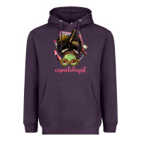 Plum Afro Messy Bun Cosmetologist Heavyweight Hoodie - BundleAndBundleShop