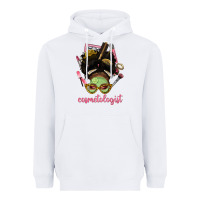 White Afro Messy Bun Cosmetologist Heavyweight Hoodie - BundleAndBundleShop