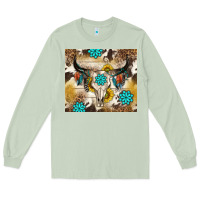 Matcha cowhide leopard bull skull gemstone Long Sleeve Tee - NancyCooperArtShop