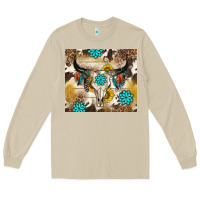 Mushroom cowhide leopard bull skull gemstone Long Sleeve Tee - NancyCooperArtShop