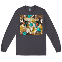 Smoke cowhide leopard bull skull gemstone Long Sleeve Tee - NancyCooperArtShop