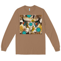 Toasted Coconut cowhide leopard bull skull gemstone Long Sleeve Tee - NancyCooperArtShop