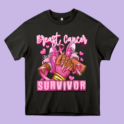 Heavy Core Tee Breast Cancer survivor afro girl sneakers