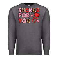 Charcoal Heather lovethemed typography with heart lollipop Premium Sweatshirt - LillyAllenDesigns