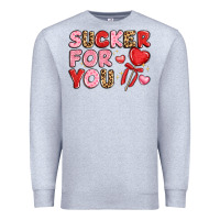Heather Grey lovethemed typography with heart lollipop Premium Sweatshirt - LillyAllenDesigns