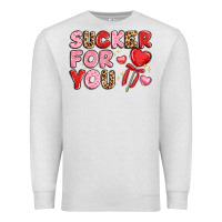 Oatmeal Heather lovethemed typography with heart lollipop Premium Sweatshirt - LillyAllenDesigns