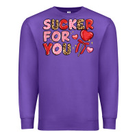 Purple lovethemed typography with heart lollipop Premium Sweatshirt - LillyAllenDesigns