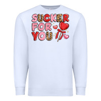 White lovethemed typography with heart lollipop Premium Sweatshirt - LillyAllenDesigns