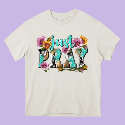Just Pray Heavy Core Tee Designed By Texasbilliewilder