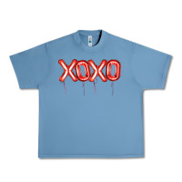 Pebble Blue Valentine's Day Xoxo Balloon Urban Heavy Tee - Artiststas