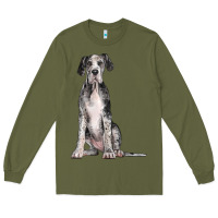 Army Green Great Dane Dog Long Sleeve Tee - LillyAllenDesigns