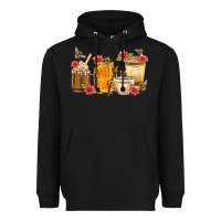 Black Honey And Bee With Flower Coffee Cup Heavyweight Hoodie - BundleAndBundleShop