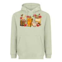 Matcha Honey And Bee With Flower Coffee Cup Heavyweight Hoodie - BundleAndBundleShop